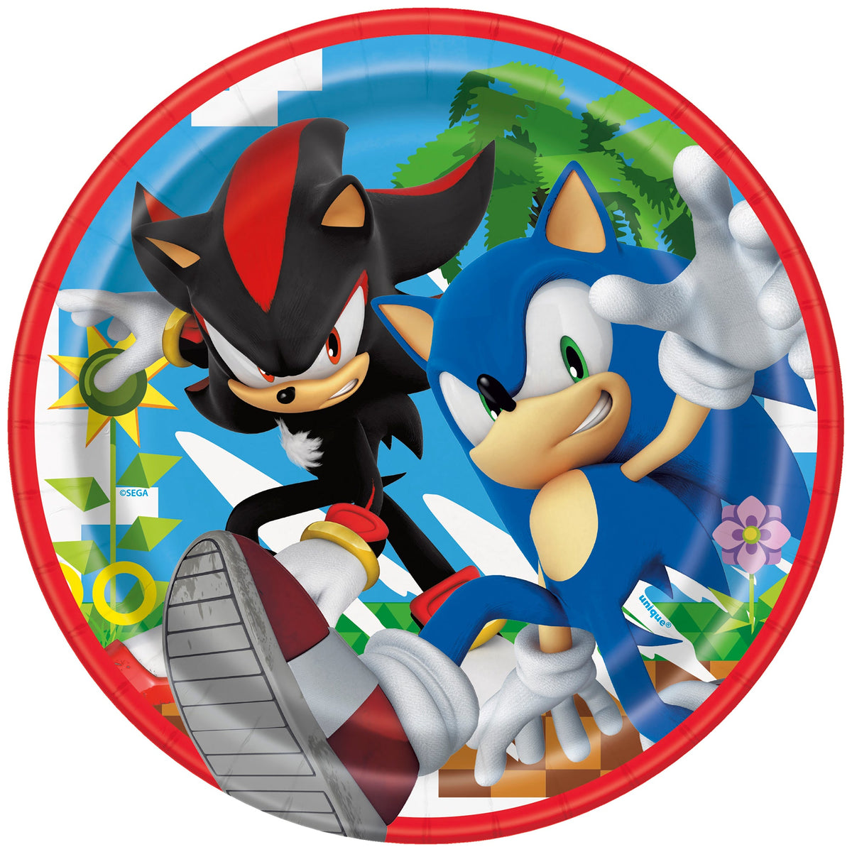 UNIQUE PARTY FAVORS Kids Birthday Sonic the Hedgehog Small Round Dessert Paper Plates, 7 Inches, 8 Count 011179218097