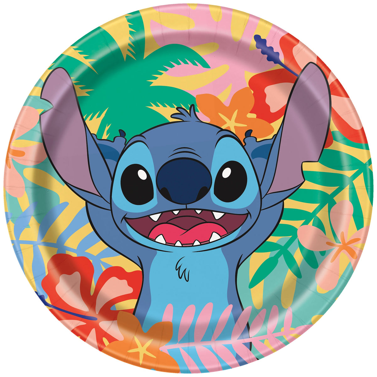 UNIQUE PARTY FAVORS Kids Birthday Stitch Small Round Dessert Paper Plates, Disney, 7 Inches, 8 Count 011179403196