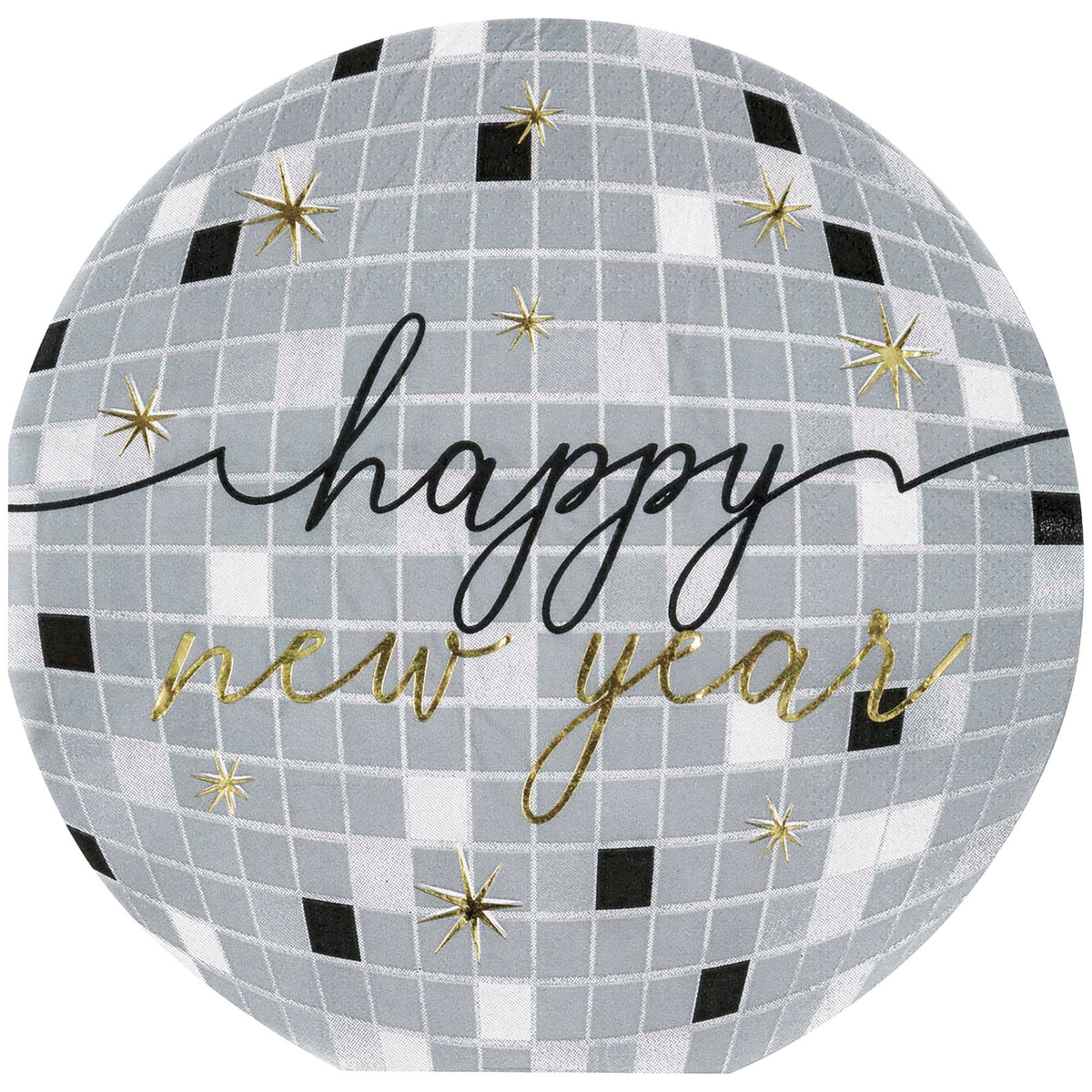 UNIQUE PARTY FAVORS New Year Disco New Year's Large Lunch Napkins, 16 Count