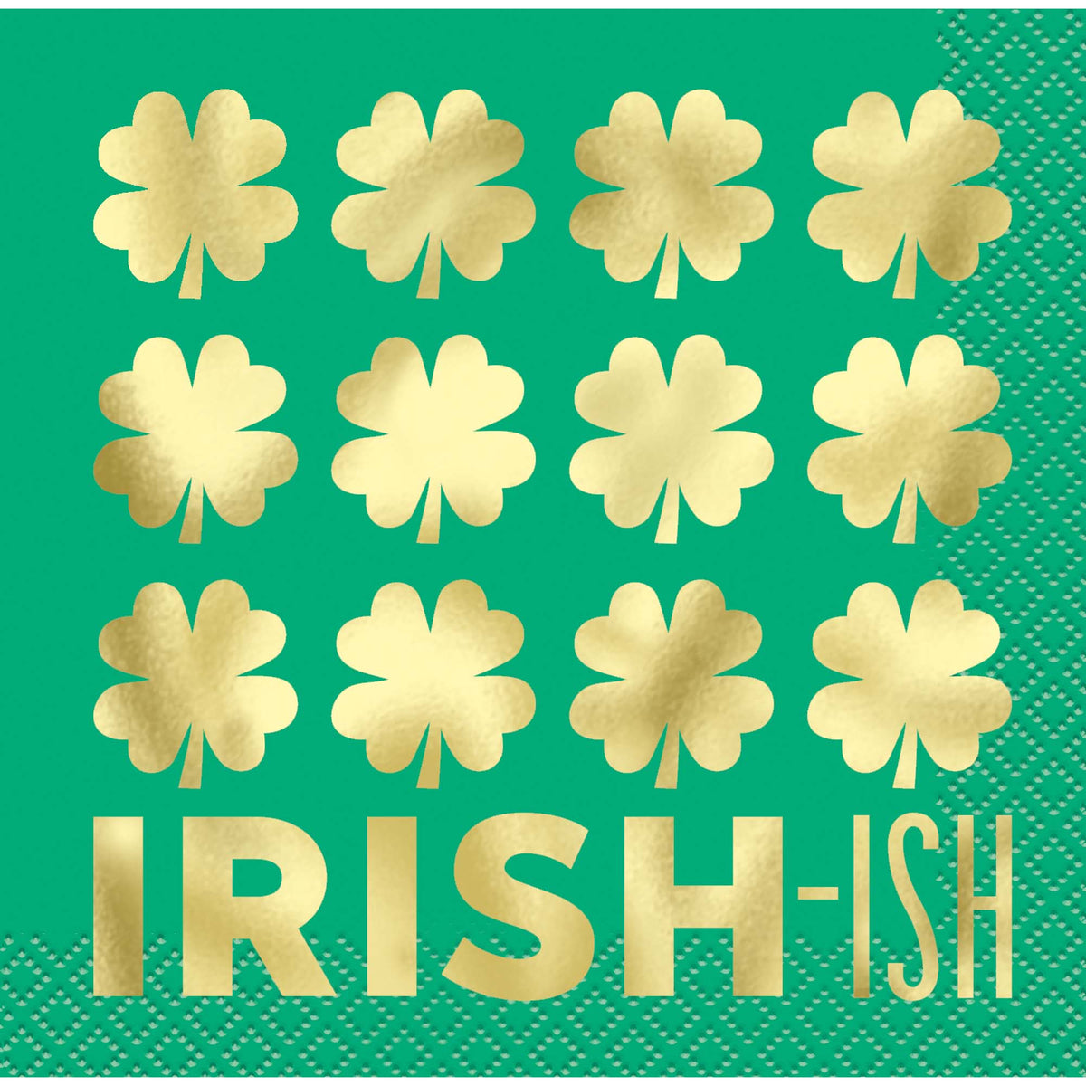 UNIQUE PARTY FAVORS St-Patrick Charming Shamrock "Irish-ish" Small Beverage Napkins, 16 Count