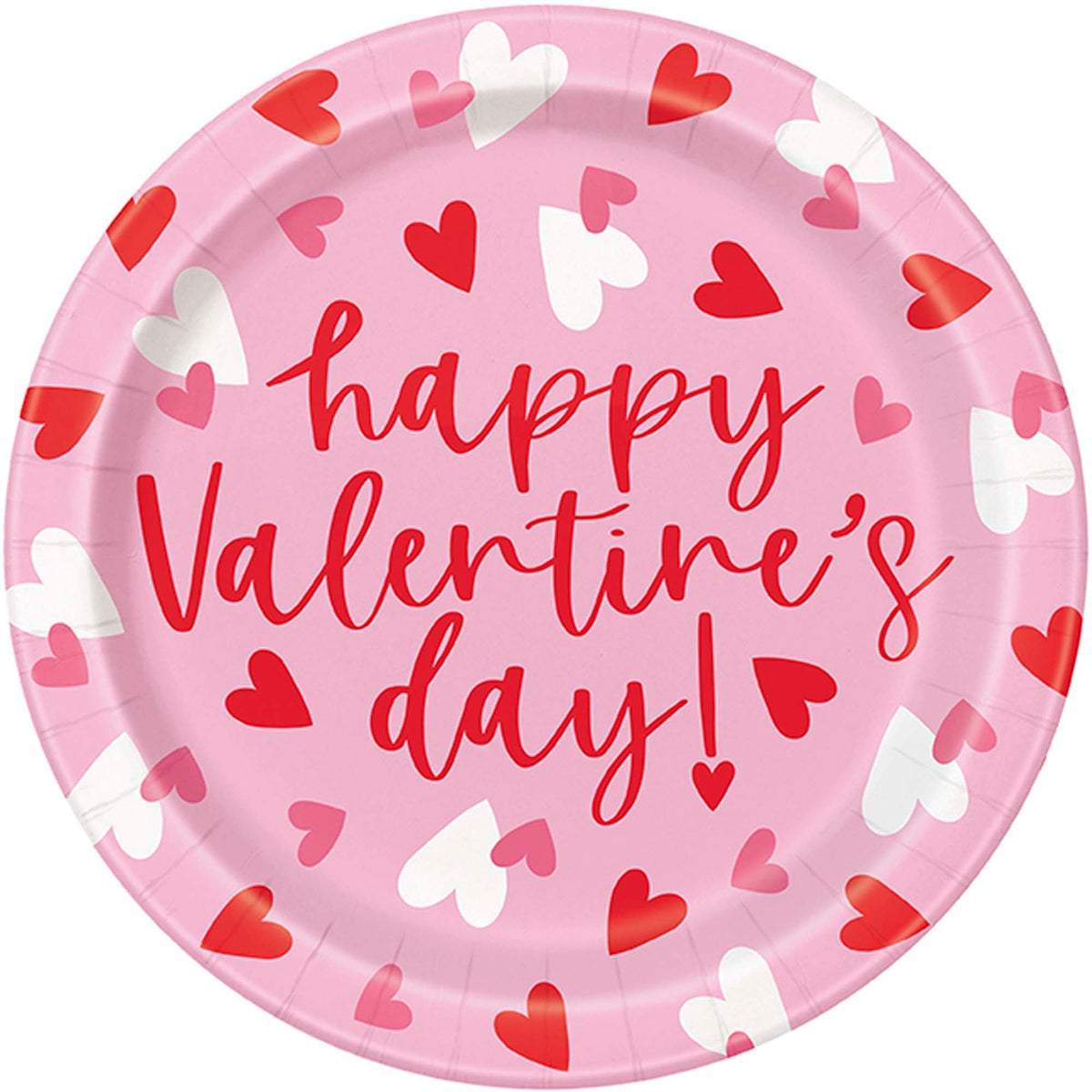 UNIQUE PARTY FAVORS Valentine's Day Fluttering Hearts Large Round Lunch Paper Plates, 9 Inches, 8 Count 011179300051