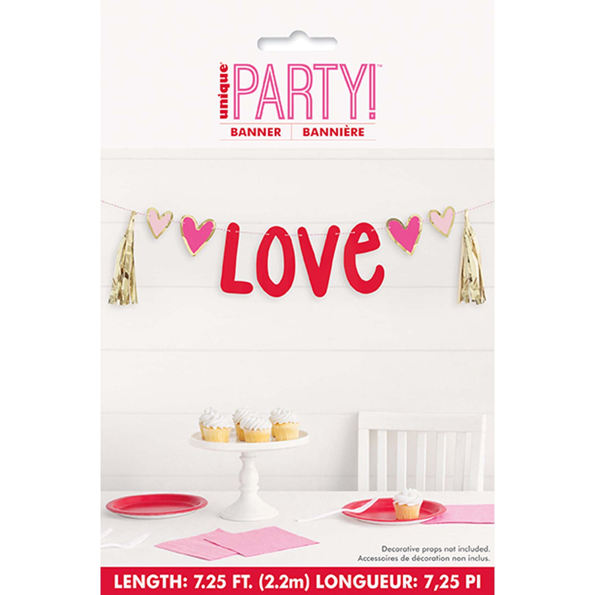 UNIQUE PARTY FAVORS Valentine's Day Love Banner with Tassels, 87 Inches, 1 Count 011179987665