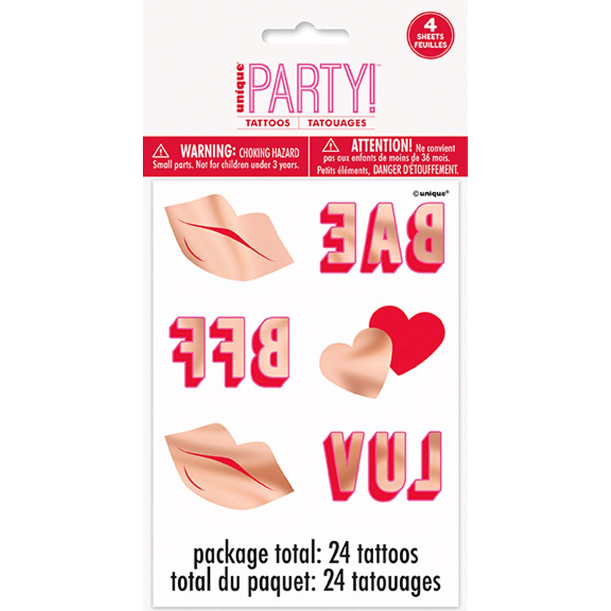 UNIQUE PARTY FAVORS Valentine's Day Lovely Galentine Tattoos, 24 Count