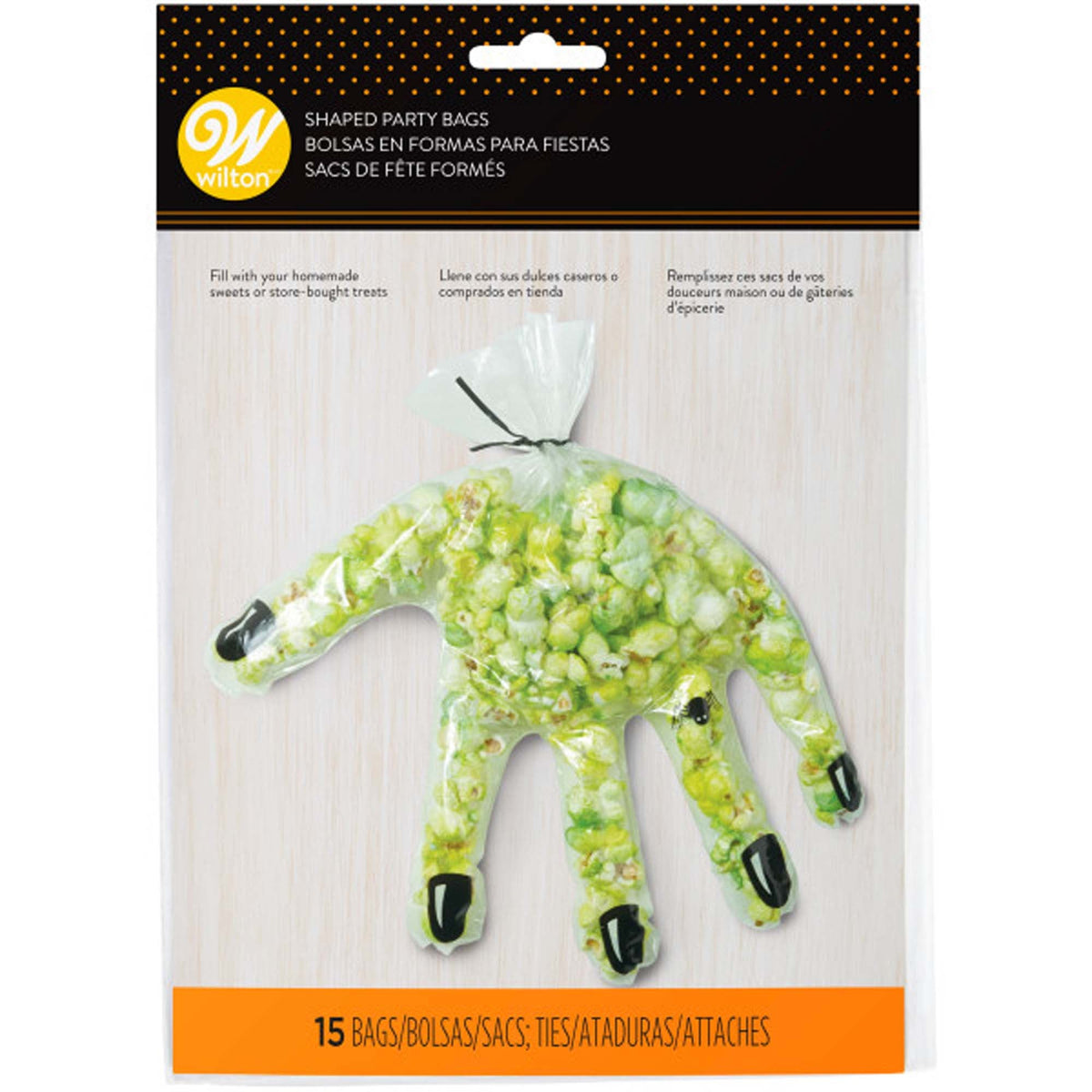 WILTON INDUSTRIES Halloween Halloween Creepy Hand Shaped Party Bags, 15 Count