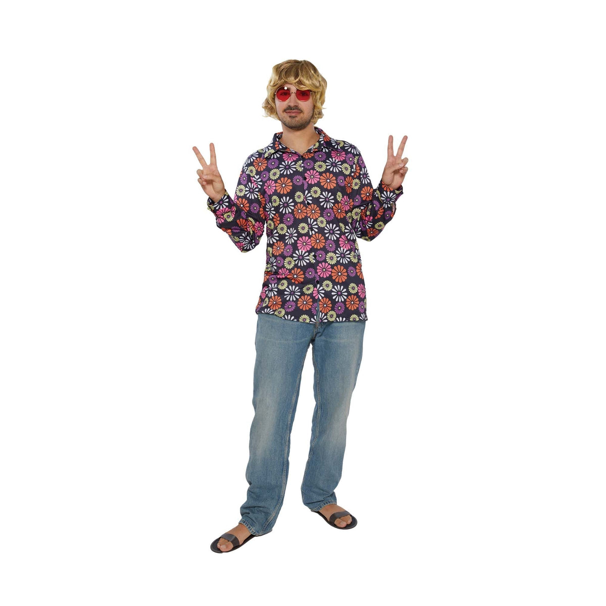 YIWU HUANGQUN CLOTHING CO. LTD Costume Accessories Peace N Love Flower Shirt for Plus Size Adults