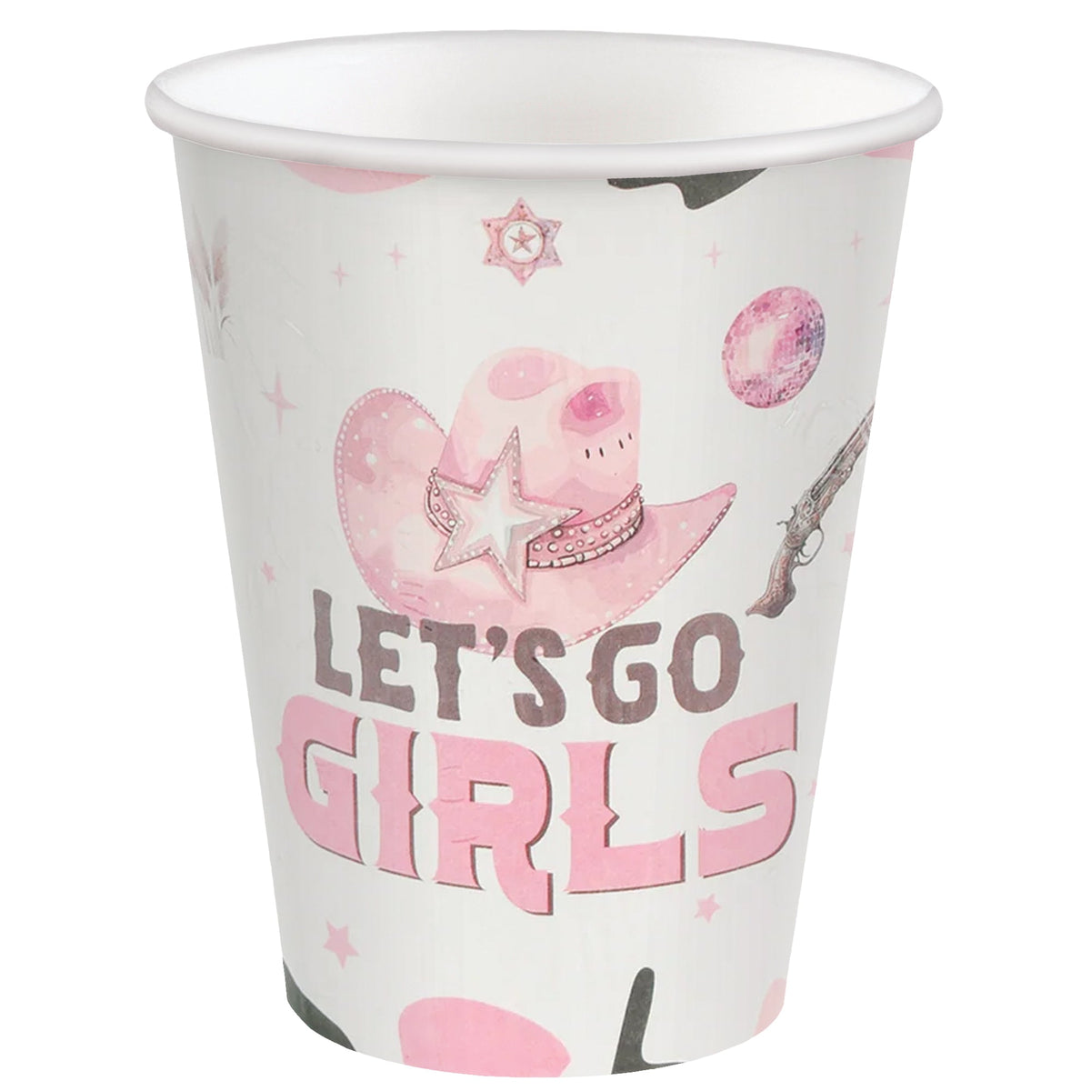 YIWU JINBO IMPORT AND EXPORT CO., LTD Everyday Entertaining Cowgirl "Let's Go Girl" Paper Cups, 9 Oz, 8 Count 810120716343