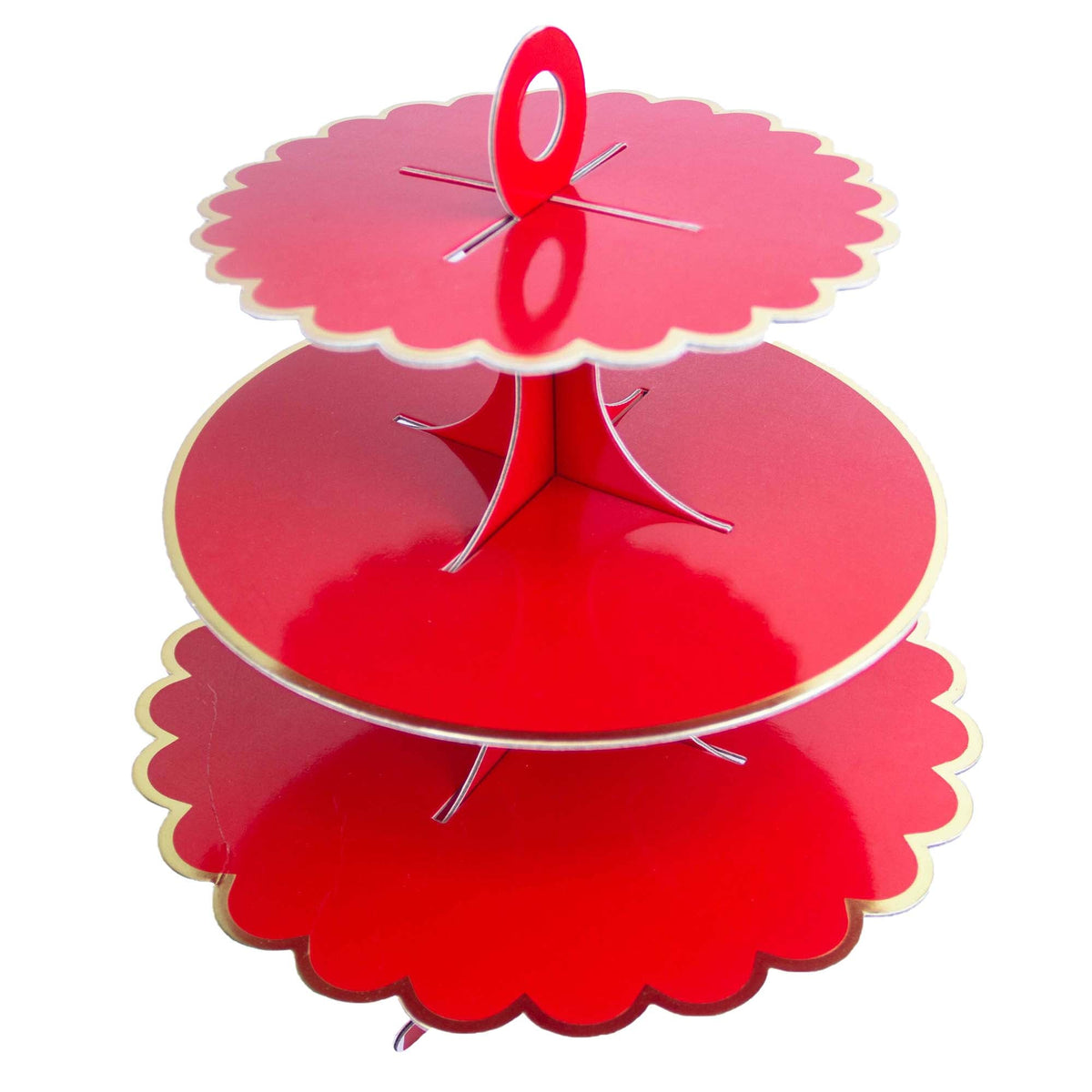 YIWU SANDY PAPER PRODUCTS CO., LTD Cake Supplies Apple Red Cupcake Stand 3 Tiers, 1 Count 810120713878