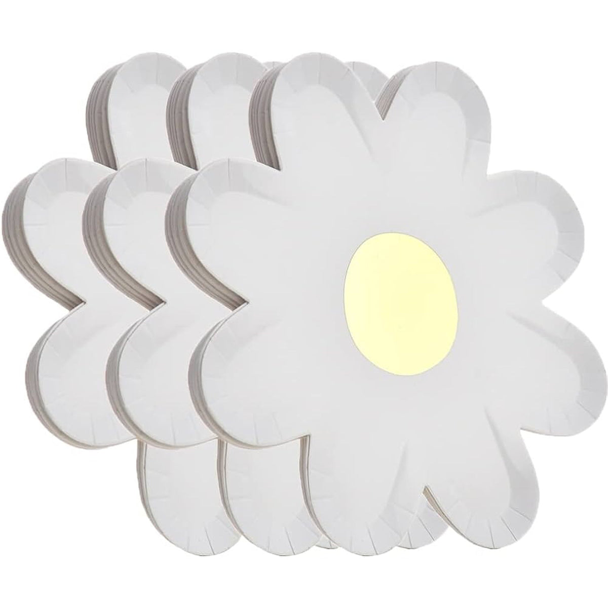 YIWU SANDY PAPER PRODUCTS CO., LTD Everyday Entertaining Large Daisy Flower-Shaped Lunch Paper Plates, White, 9 Inches, 8 Count 810120716930