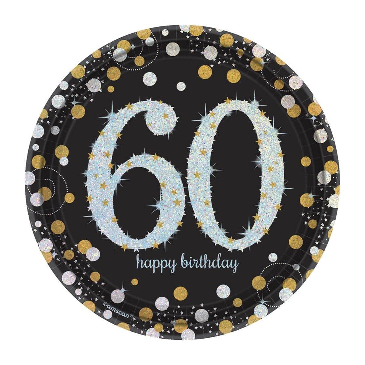 Buy Age Specific Birthday 60th Sparkling Celeb - Round Plates 7 In. 8/pkg. sold at Party Expert