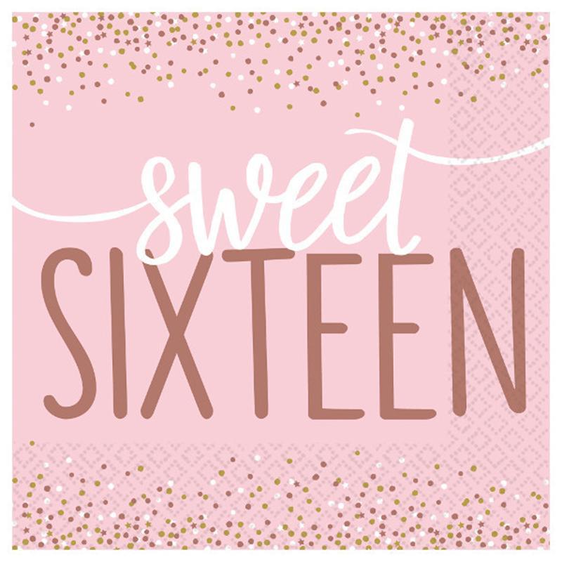 Buy Age Specific Birthday Blush Sixteen - Lunch Napkins 16/pkg sold at Party Expert