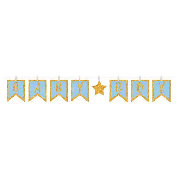 Buy Baby Shower Baby shower boy pennant banner sold at Party Expert