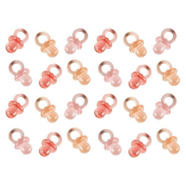 Buy Baby Shower Pink plastic pacifiers, 24 per package sold at Party Expert