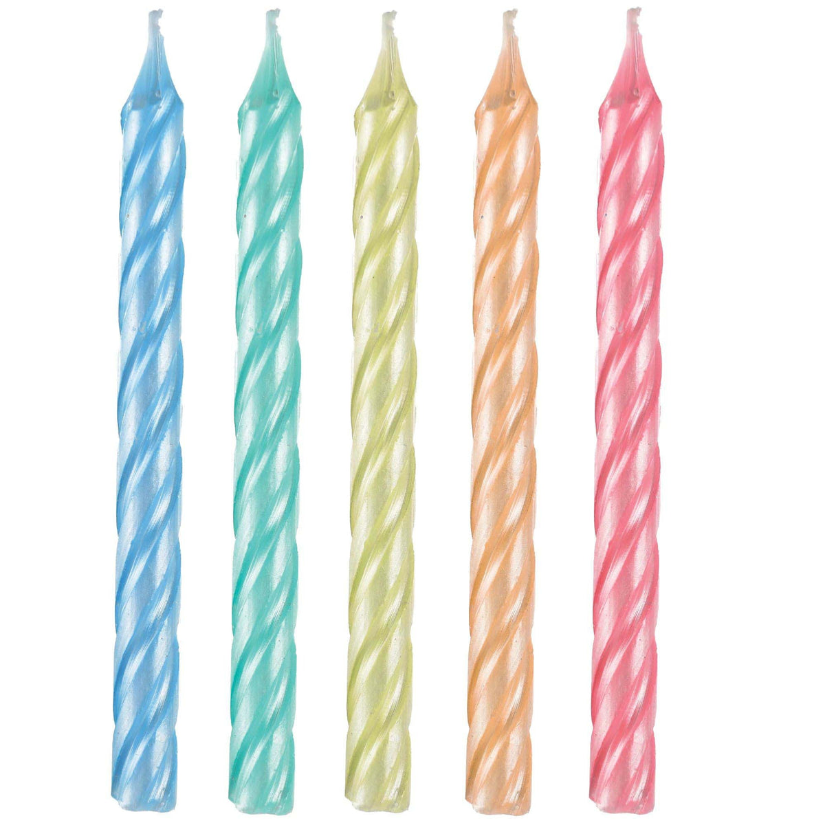 AMSCAN CA Cake Supplies Birthday Cake Pastel Pearlized Spiral Candles, 3 1/4 Inches, 12 Count