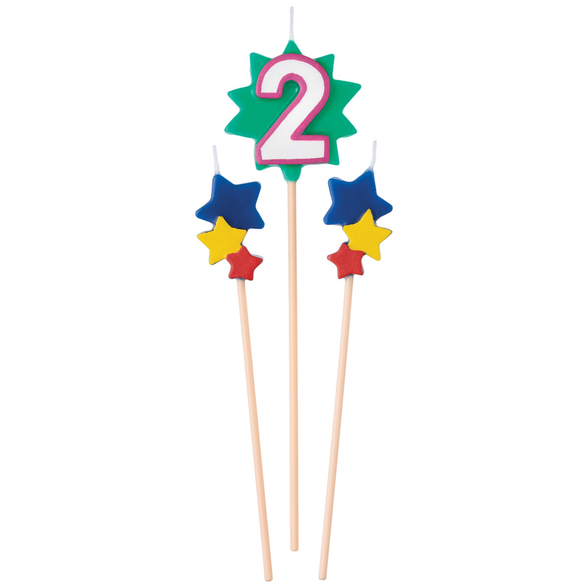 AMSCAN CA Cake Supplies Birthday Cake Pick Candles #2, 5 1/2-7 Inches, 3 Count