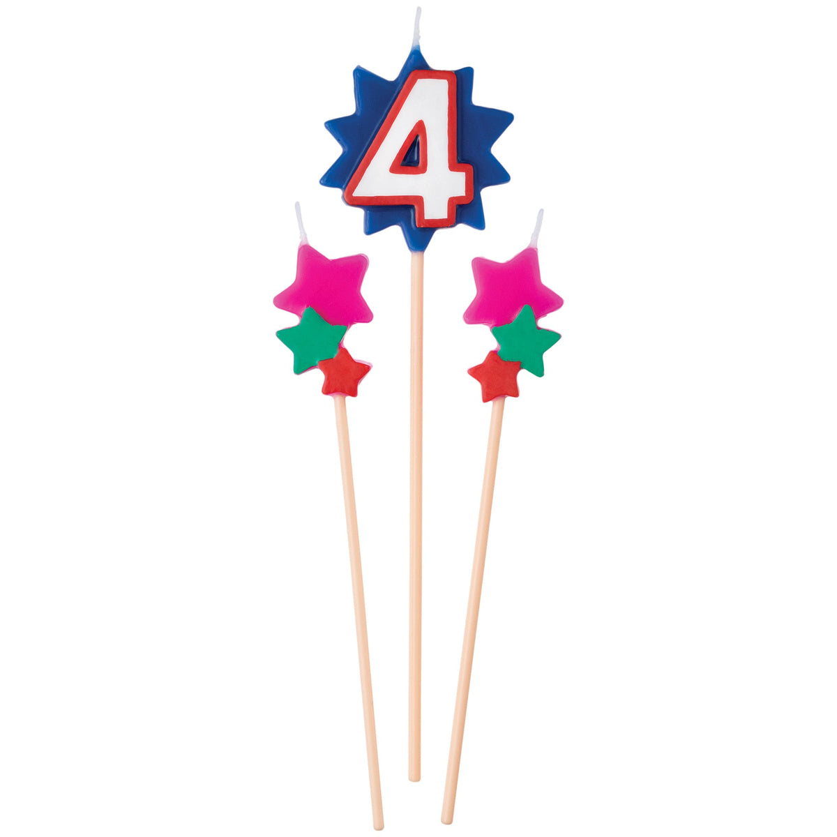 AMSCAN CA Cake Supplies Birthday Cake Pick Candles #4, 5 1/2-7 Inches, 3 Count 192937340493