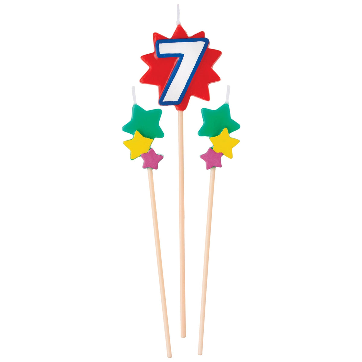 AMSCAN CA Cake Supplies Birthday Cake Pick Candles #7, 5 1/2-7 Inches, 3 Count 192937340523