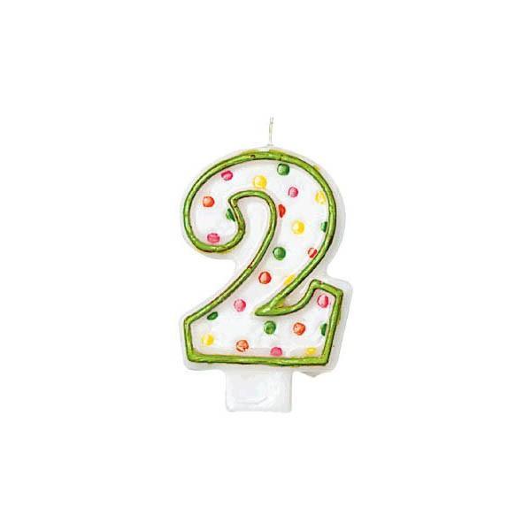 Buy Cake Supplies Polka Dots Birthday Candle #2 sold at Party Expert