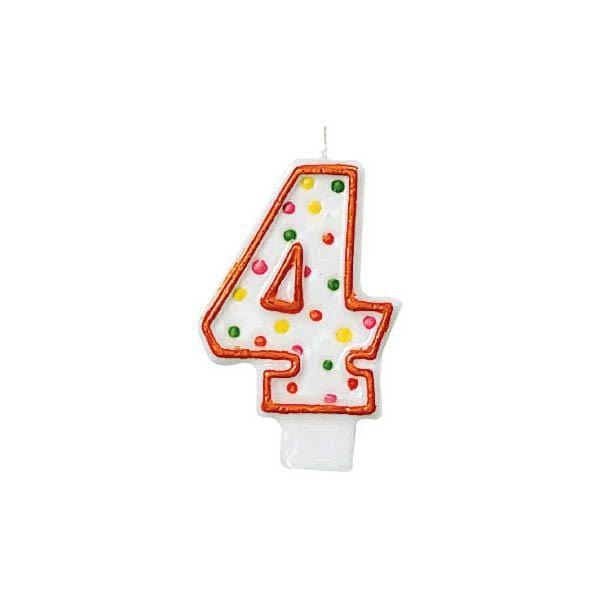 Buy Cake Supplies Polka Dots Birthday Candle #4 sold at Party Expert