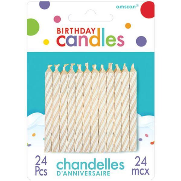 Spiral Birthday Candles Candy Stripe - White 24/pkg. – Party Expert