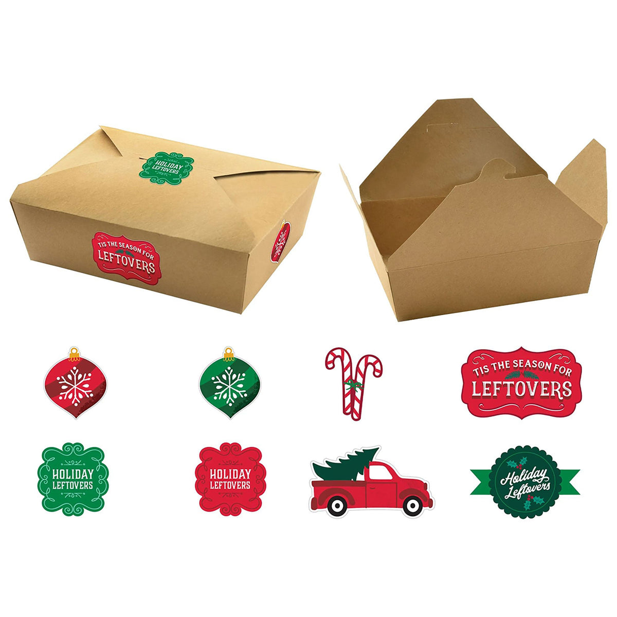 AMSCAN CA Christmas Christmas Food Containers with Stickers, 5 Counts 192937357392