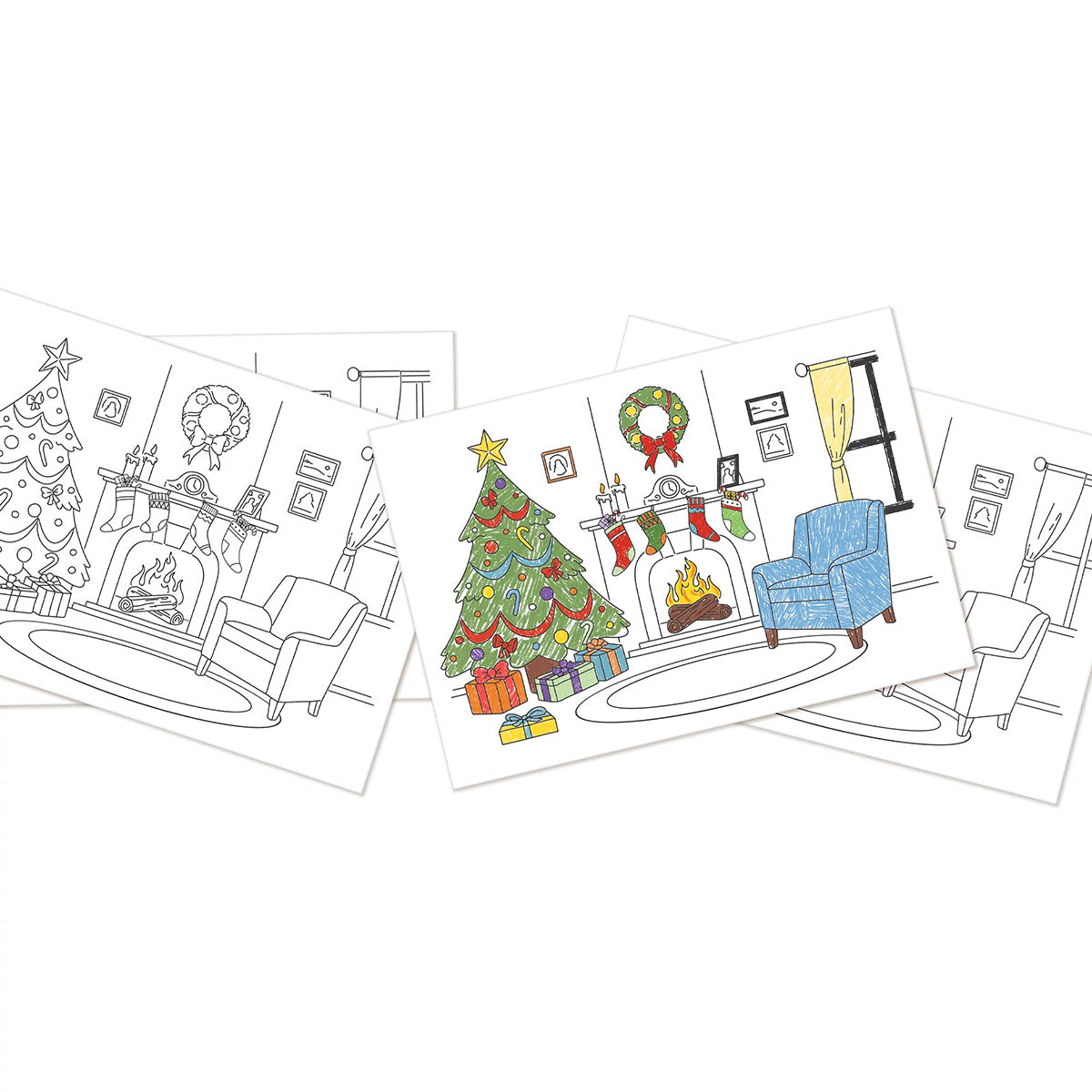 AMSCAN CA Christmas Christmas Tree and Fireplace, Paper Activity Placemats, 24 Counts 192937357781