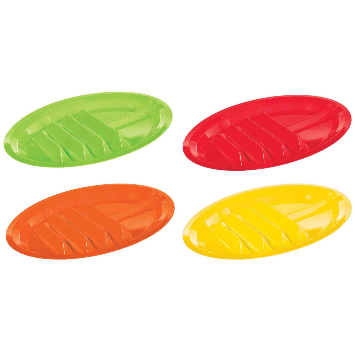 AMSCAN CA Disposable-Plasticware Fiesta Divided Plates, Assortment, 4 Count