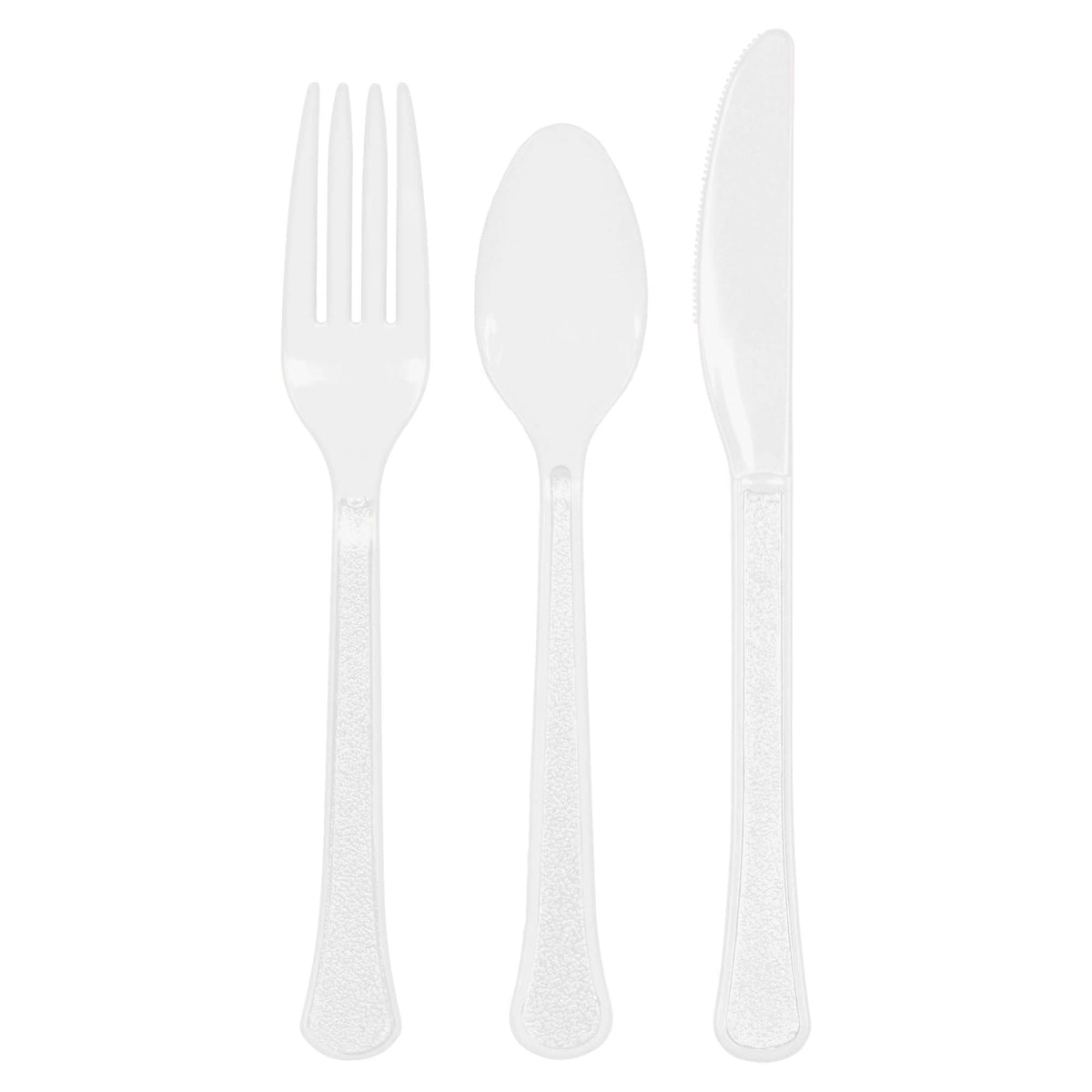 AMSCAN CA Disposable-Plasticware Frosty White Plastic Cutlery, 24 Count