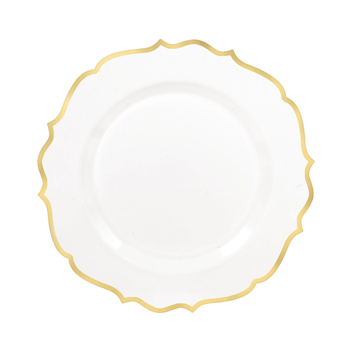 AMSCAN CA Disposable-Plasticware Premium Ornate Plastic Plate with Gold Trim, 10.5 Inches, 20 Count 192937313886