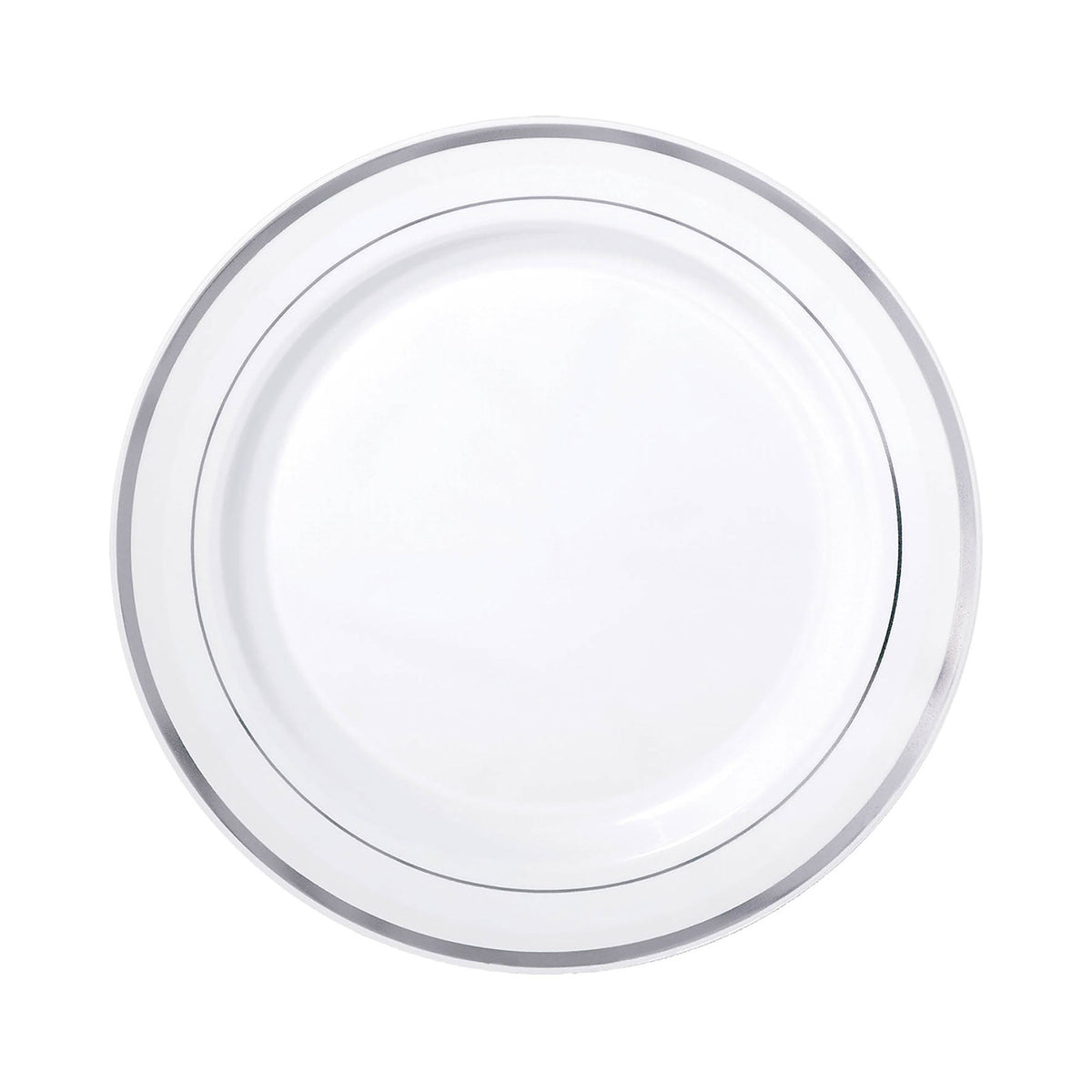 AMSCAN CA Disposable-Plasticware Premium Plastic Plates with Silver Border, 10.25 Inches, 10 Count 048419784739