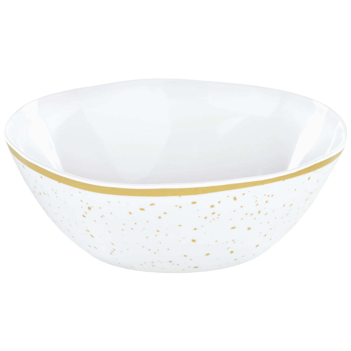 AMSCAN CA Disposable-Plasticware Small White and Gold Melamine Bowl, 6 Inches 1 Count 192937355954