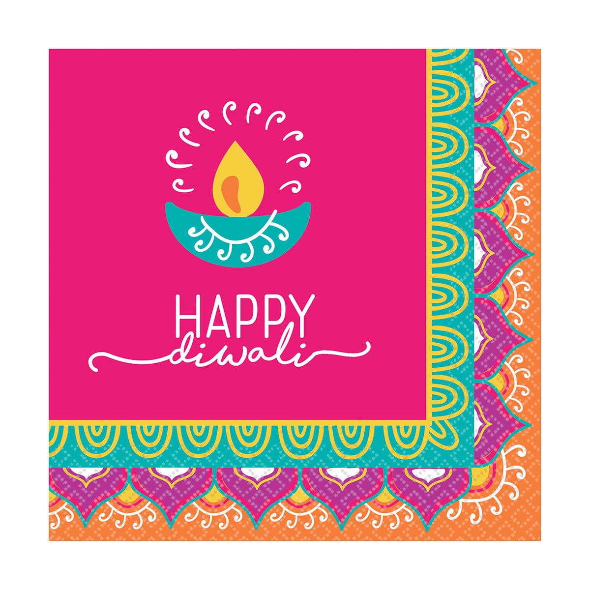 AMSCAN CA Diwali Diwali Small Beverage Napkins, 16 Count 192937343951