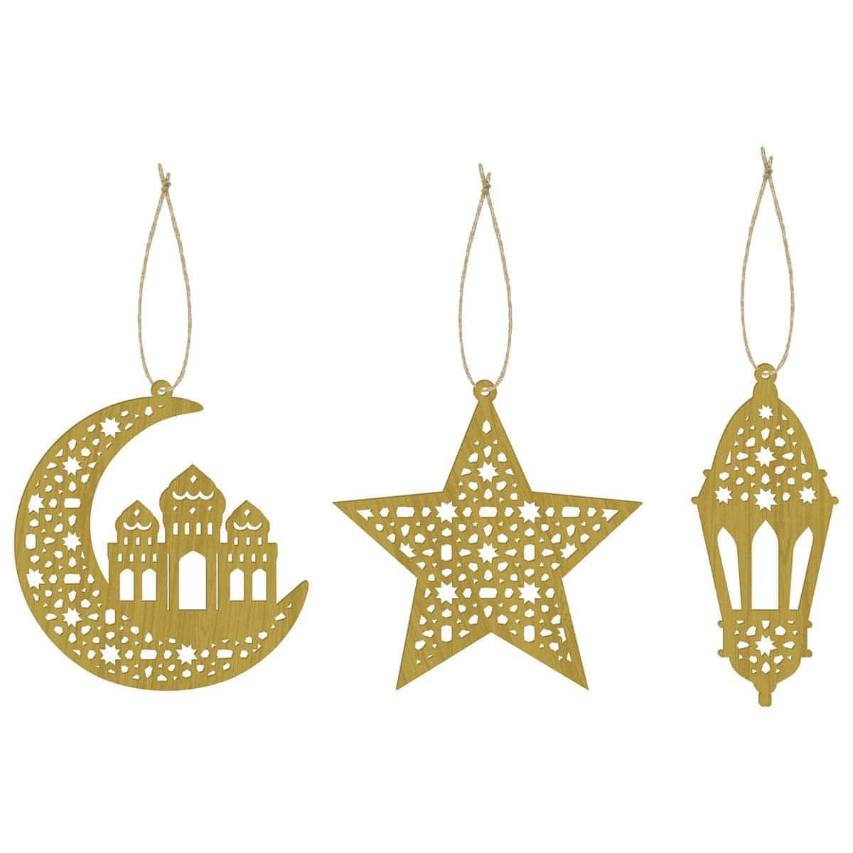 AMSCAN CA Eid Eid Celebration Wooden Cutouts, 3 Count