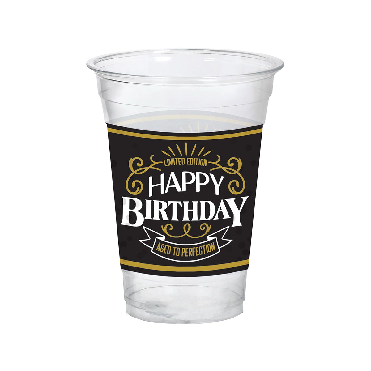 AMSCAN CA General Birthday Better with Age Birthday Party Plastic Cups, 16 Oz, 25 Count