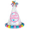 AMSCAN CA General Birthday Pastel Party Pom Pom Cone Hat, 8 1/4 x 6 1/4 Inches, 1 Count 192937375006