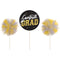 AMSCAN CA Graduation Graduation Centrepiece Pom Pom Sticks, 3 Count