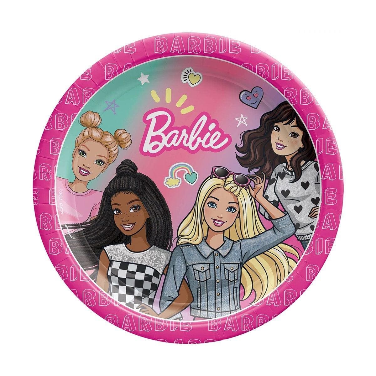 AMSCAN CA Kids Birthday Barbie Dessert Paper Plates, 7 in, 8 Count