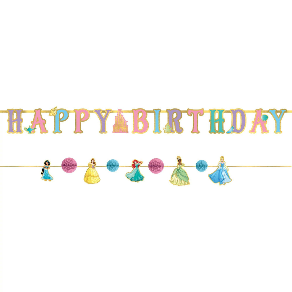 AMSCAN CA Kids Birthday Disney Once Upon a Time Birthday Banner Kit, 72 x 6 1/2 Inches, 2 Count