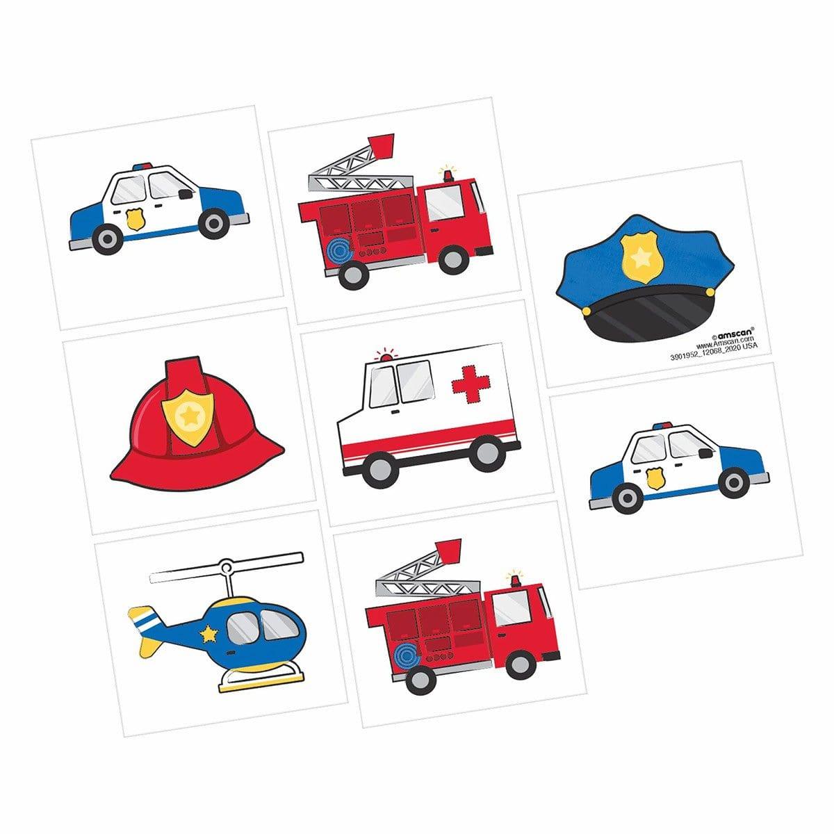 First Responders Tattoos, 8 Count | Party Supplies – Party Expert