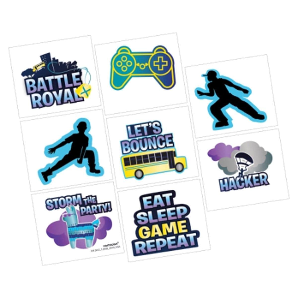 Buy Kids Birthday Fortnite Battle Royal temporary tattoos, 8 per package sold at Party Expert