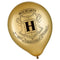 AMSCAN CA Kids Birthday Harry Potter Gold Printed Latex Balloons, 12 Inches, 6 Count