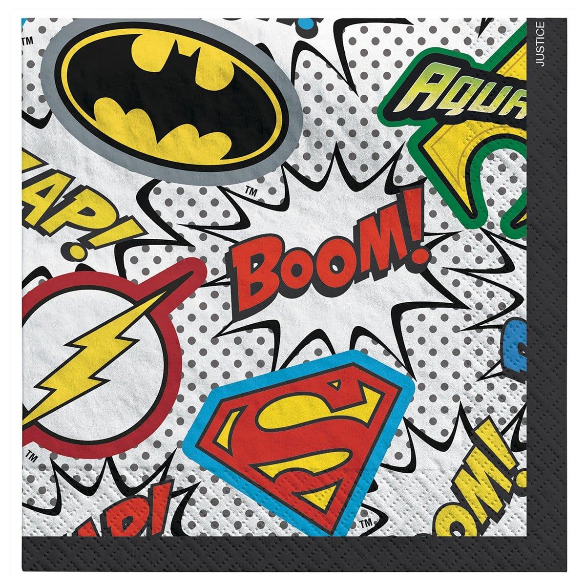 Buy Kids Birthday Justice League beverage napkins, 16 per package sold at Party Expert