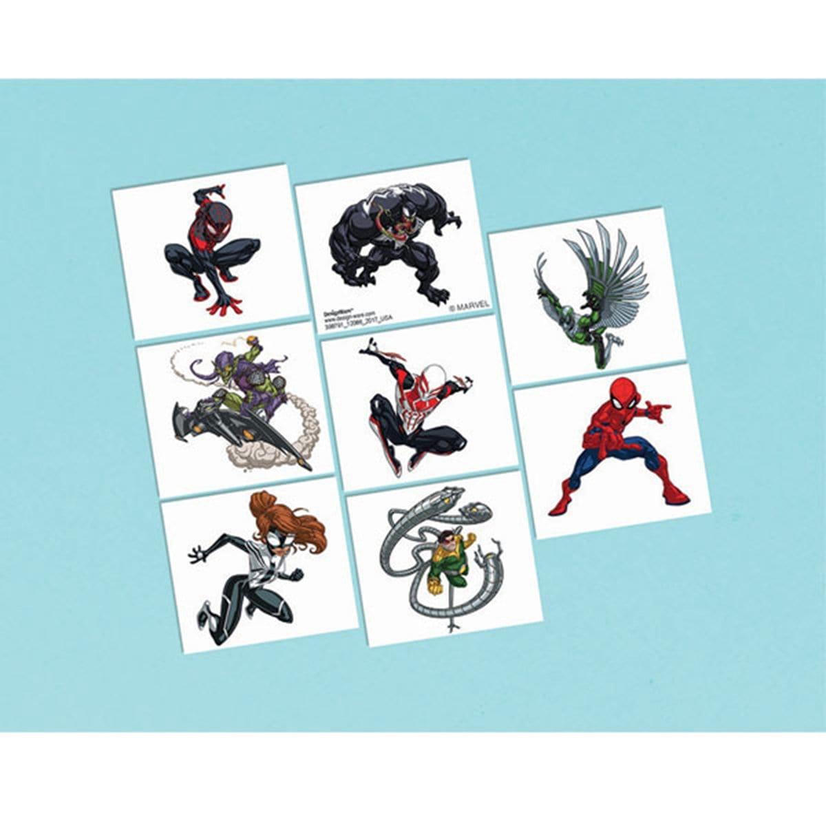 Buy Kids Birthday Spider-Man temporary tattoos, 8 per package sold at Party Expert