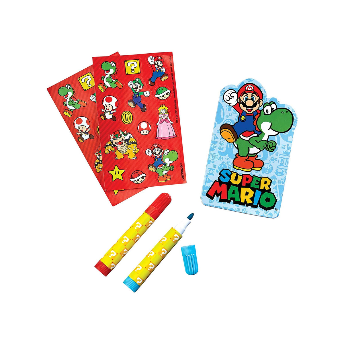 AMSCAN CA Kids Birthday Super Mario Sticker Activity Kit, 5 x 3 Inches, 1 Count