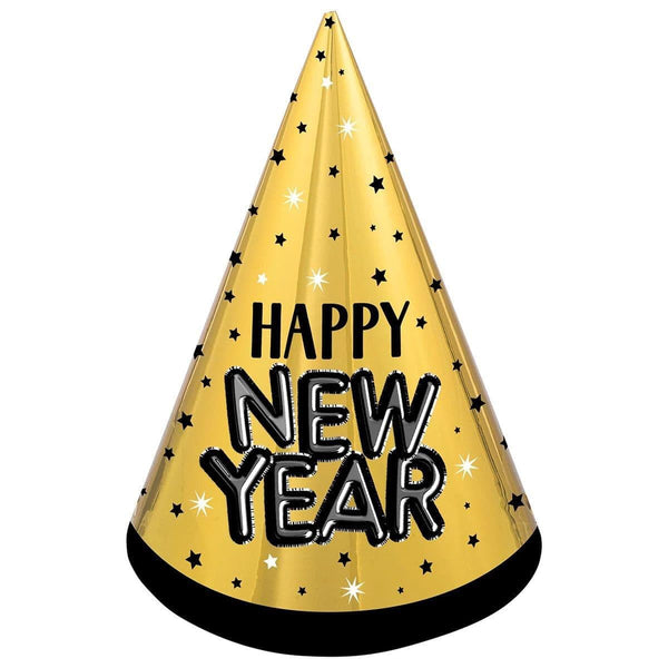 4x chapeaux dorés Happy New Year - Chapeaux de fête du Nouvel An