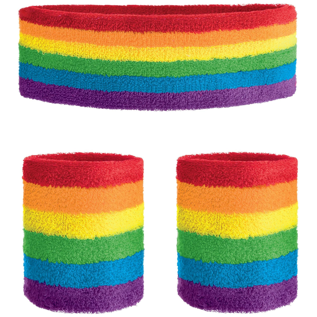 AMSCAN CA Pride Pride Rainbow Headband and Sweatbands, 3 Count 192937319178