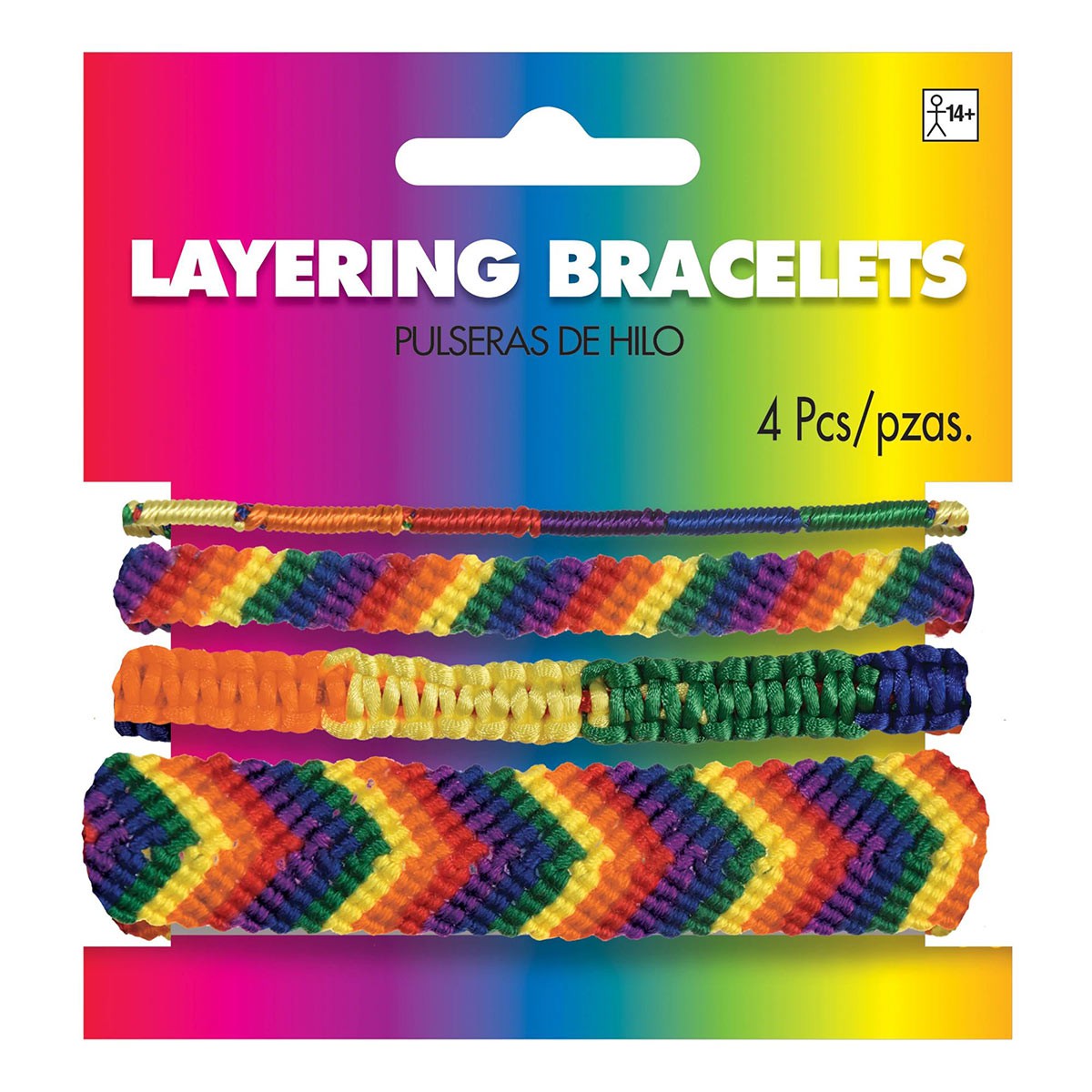 AMSCAN CA Pride Pride Rainbow Layering Bracelets, 4 Count 192937319079