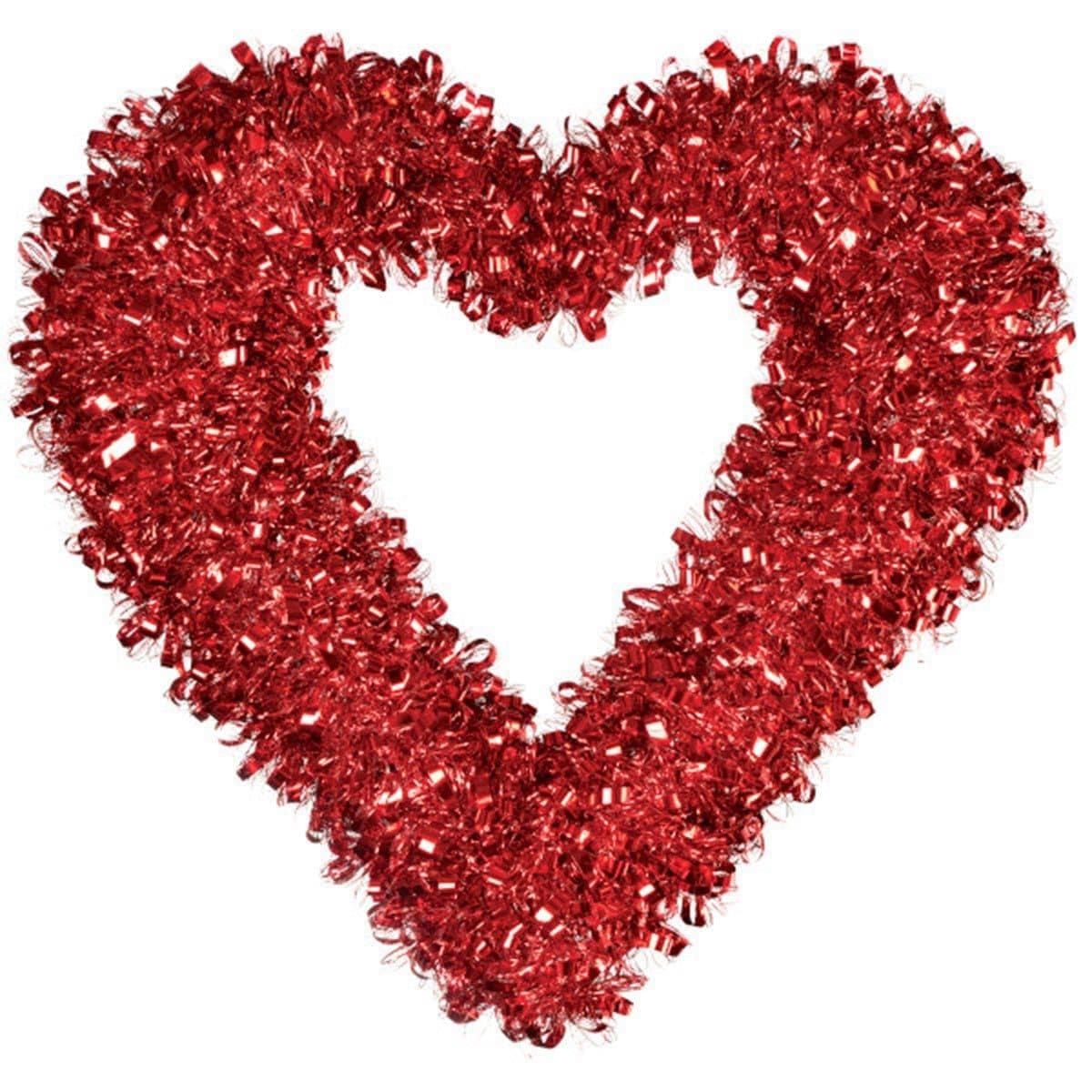 Buy Valentine's Day Valentine's Day Heart Tinsel Wreath sold at Party Expert