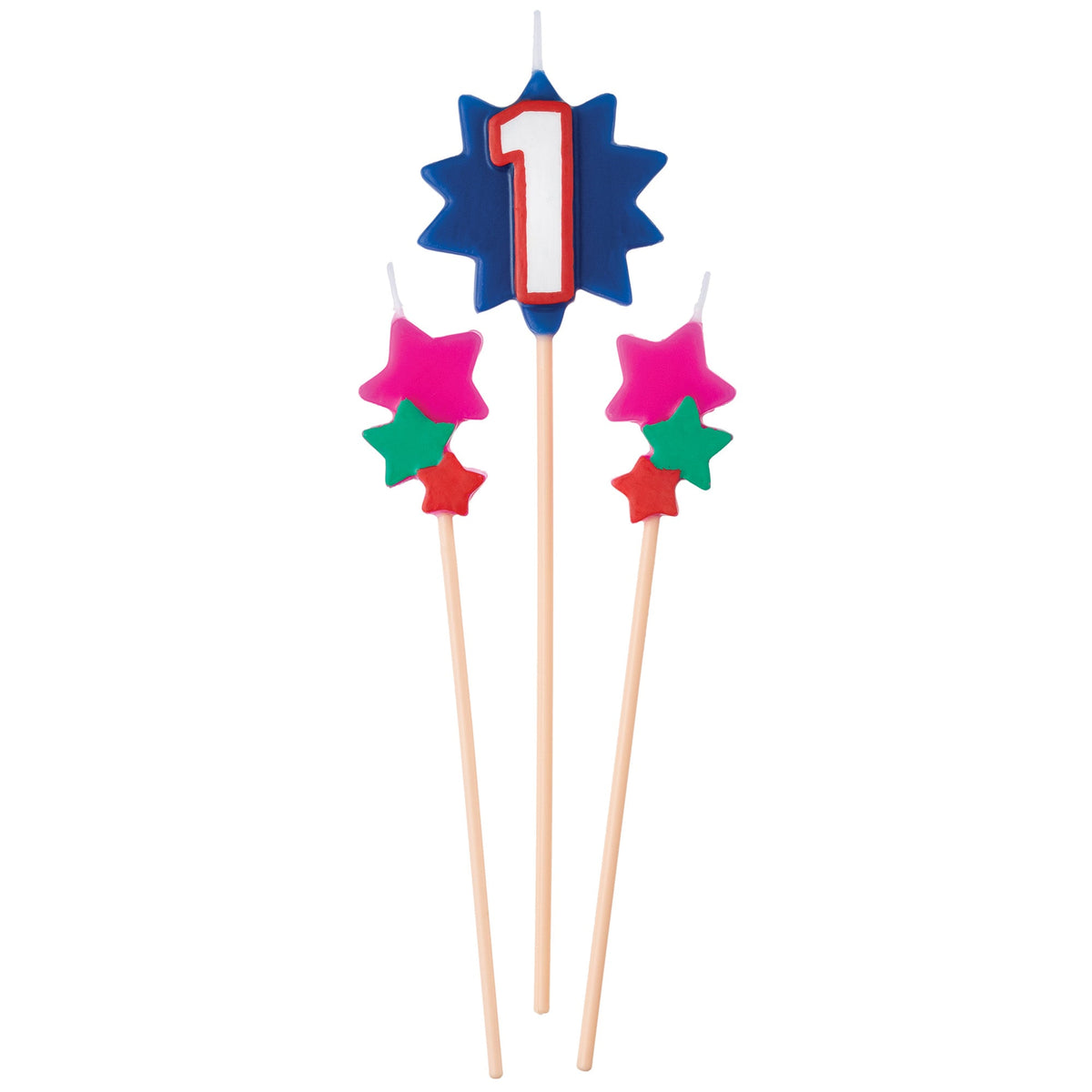 AMSCAN CA Cake Supplies Birthday Cake Pick Candles #1, 5 1/2-7 Inches, 3 Count