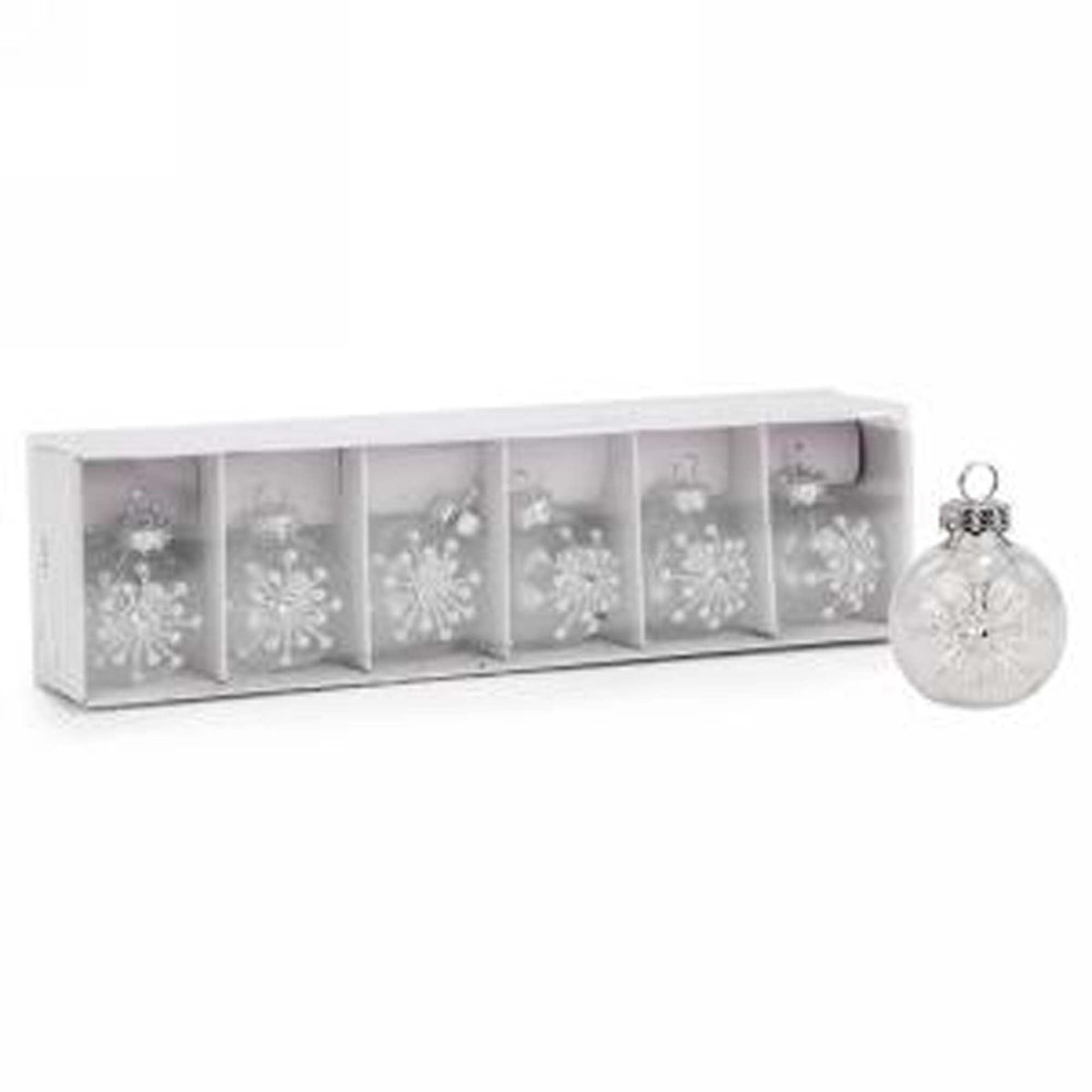 ATTITUDES IMPORT Christmas Clear Glass Christmas Ball shaped Place Card, 6 Counts 775093375044