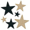 Buy Theme Party Black & Gold Glitter Star Cutouts, 6 per Package sold at Party Expert